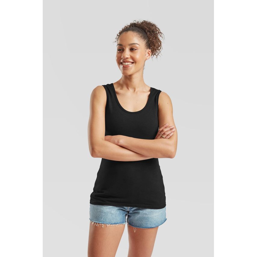 Fruit Of The Loom Fotl Valueweight Vest Ladies Black L