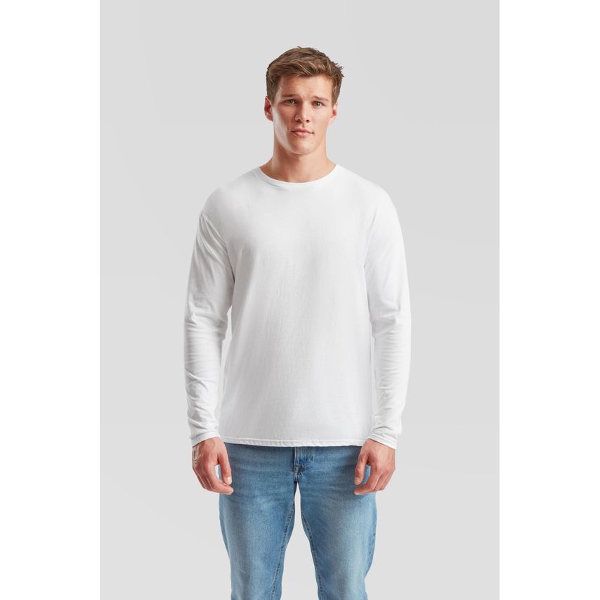 Fruit Of The Loom Iconic 150 Classic Long Sleeve T-Shirt White 2XL