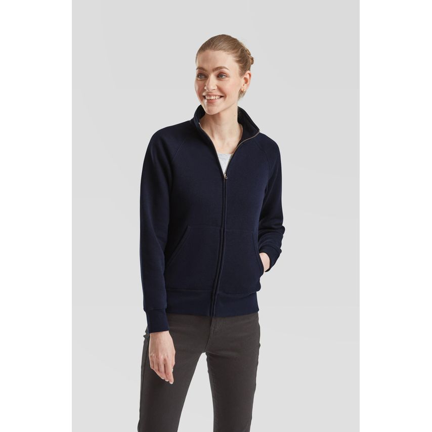 Fruit Of The Loom Premium Sweatshirt Jacket Ladies Deep Navy 2XL