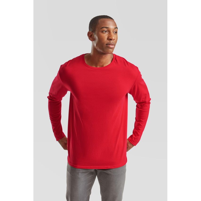 Fruit Of The Loom Iconic 150 Classic Long Sleeve T-Shirt Red XL