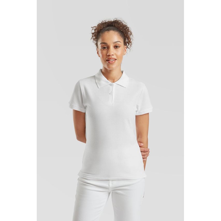 Fruit Of The Loom Fotl Premium Polo Shirt Ladies White L