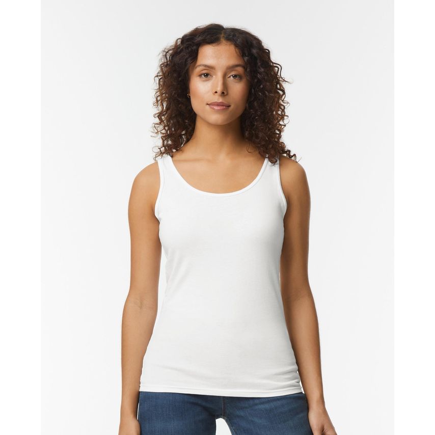 Gildan Ringspun Tank Top Mens White 2XL