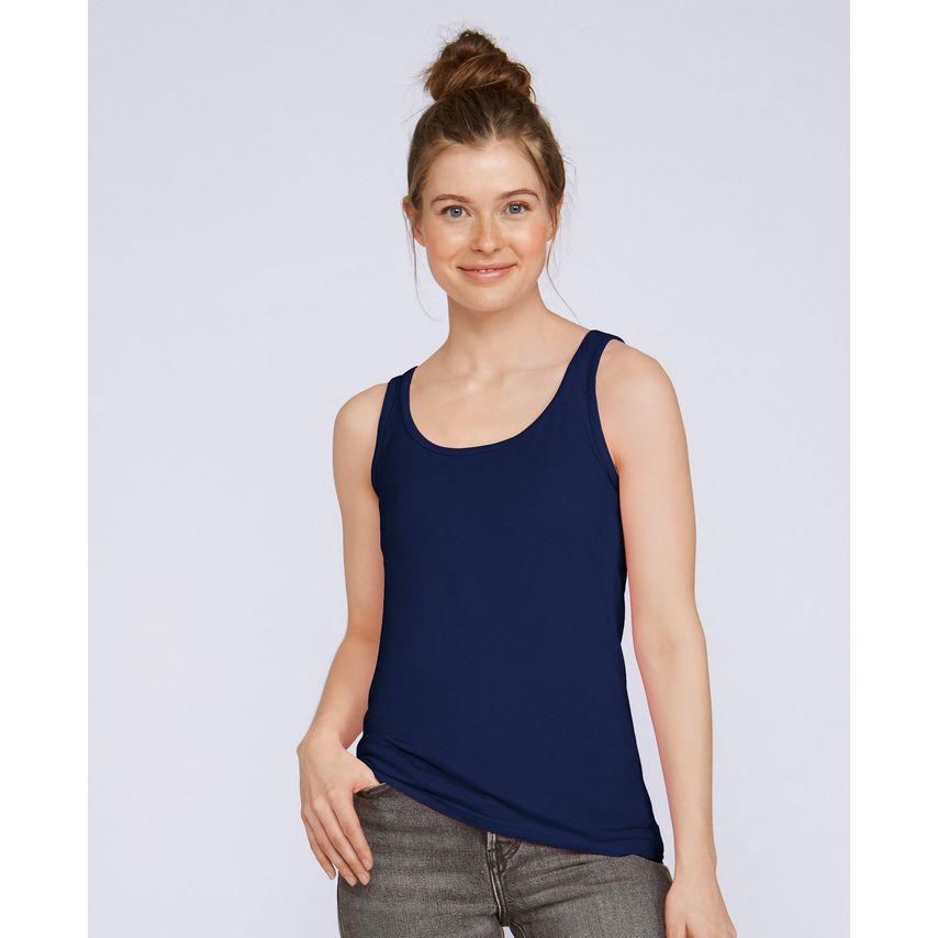 Gildan Ringspun Tank Top Mens Navy XL