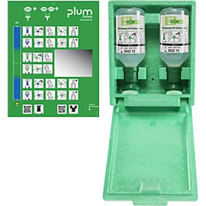 Emergency Wall Box with Eye Wash Bottles 2 x 500 ml 0.9% NaCI Sterile