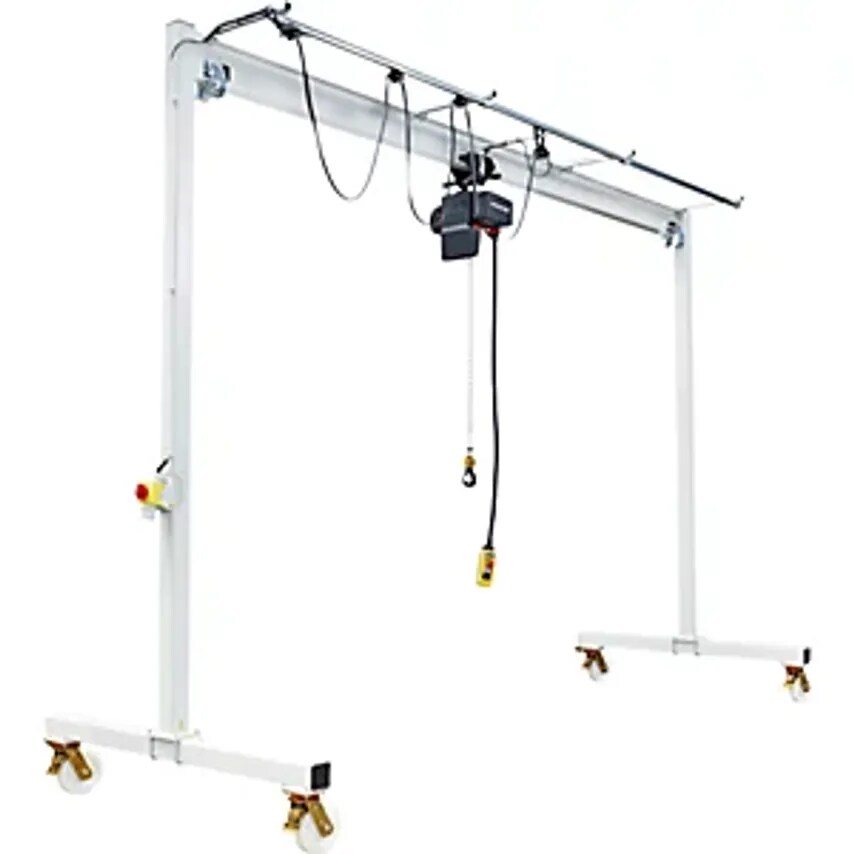 VETTER Steel Mobile Gantry Crane PA Electric Chain Hoist & Manual Drive Trolley