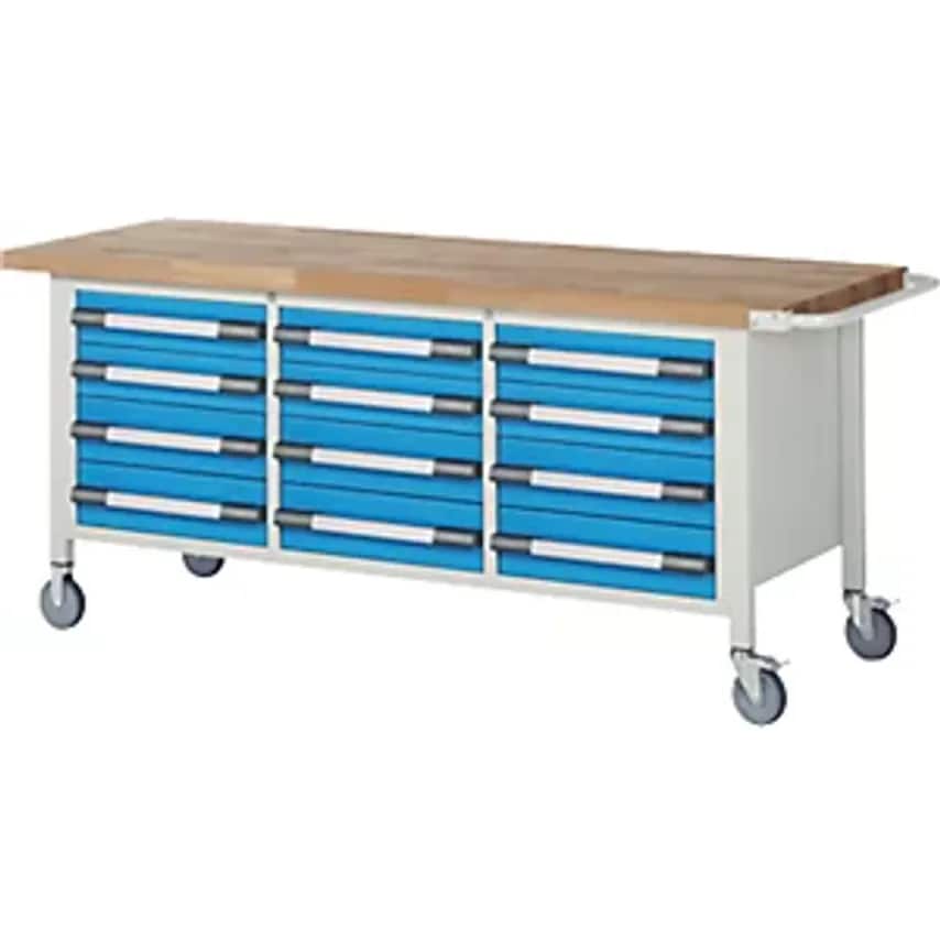 EUROKRAFTpro Mobile Workbench Frame Construction 12 Drawers WxD 2000 x 700 mm