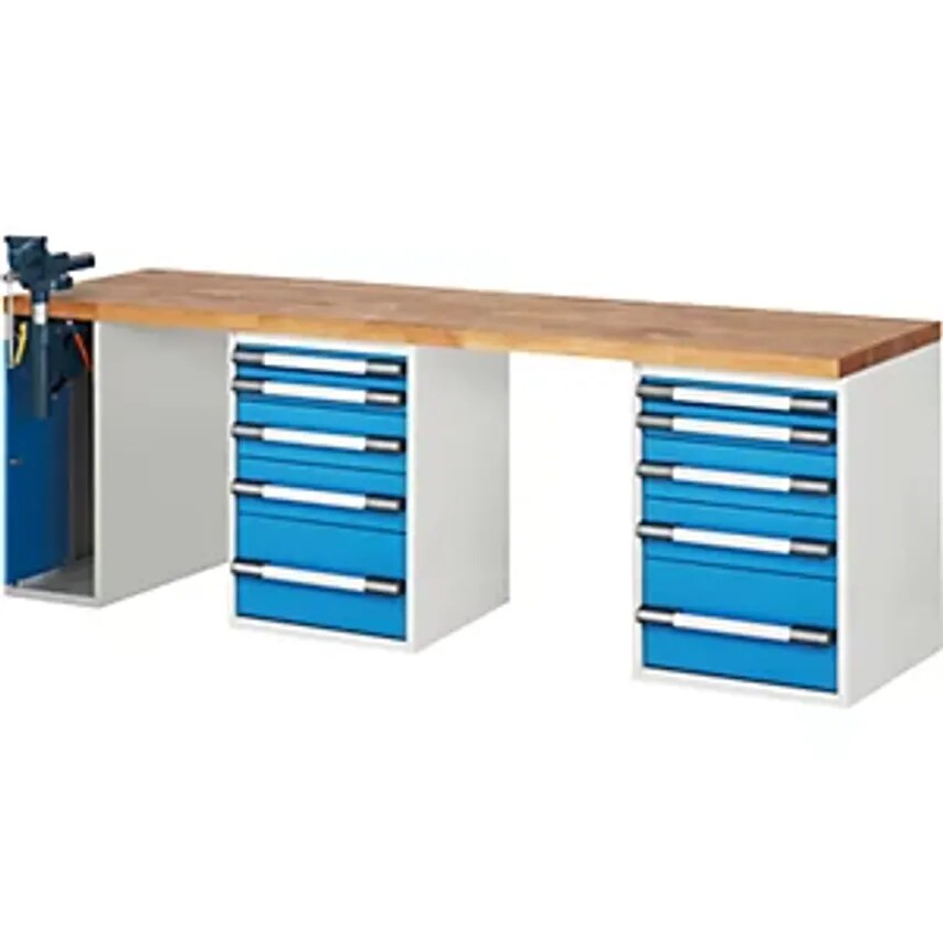 EUROKRAFTpro Workbench Series 7 Modular System 10 Drawers 1 Vice on Left Side Wx