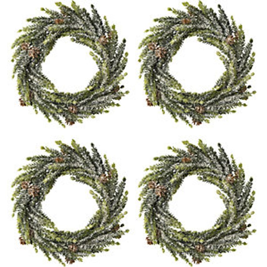 Spruce Wreath with Artificial Snow Pack of 4 Outside 250 mm