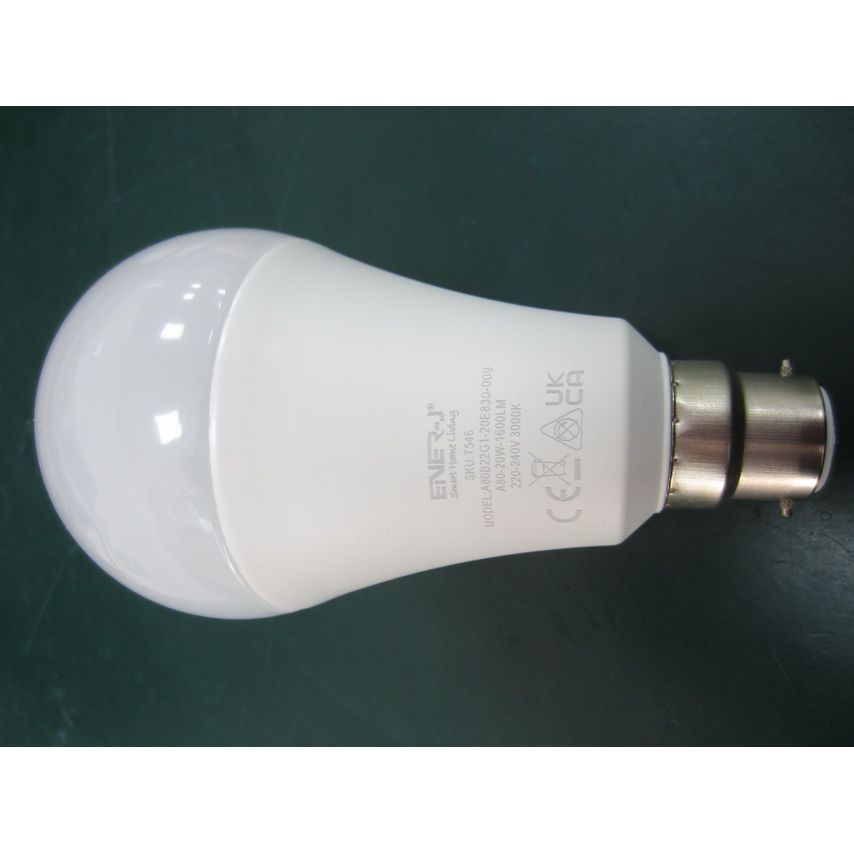 Ener-J Smart LED Bulb - 20W GLS A60 LED Thermoplastic Lamp B22 3000K (Pack of 10