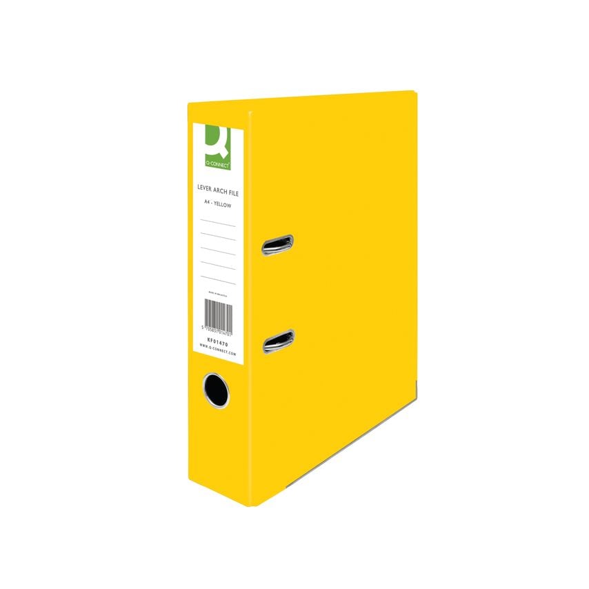 Q-Connect Lever Arch File Paperbacked A4 Yellow (Pack of 10) - KF01470
