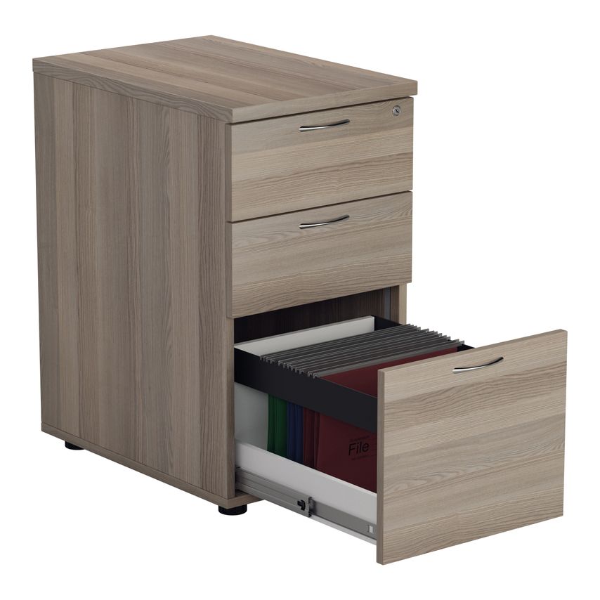 Jemini Essentials 3 Drawer Desk High Pedestal 404x600x730mm Grey Oak - KF81088