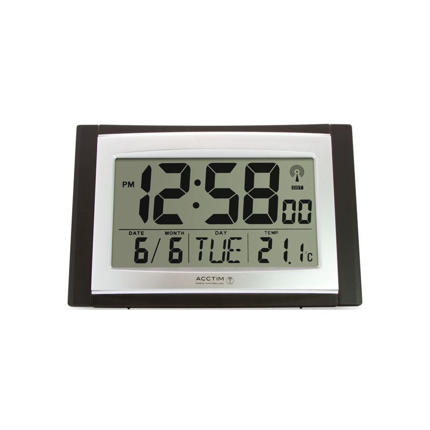 Stratus Radio Controlled LED Wall/Desk Clock Black/Silver - 74053