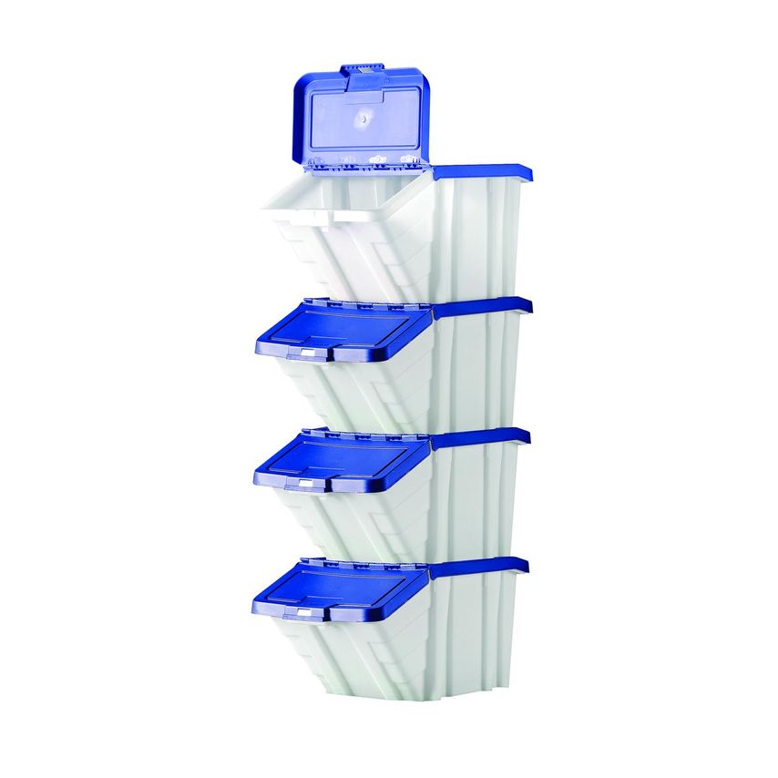 Barton Storage Systems Multi-functional Storage Bins Blue Lids (Pack of 4) - 052
