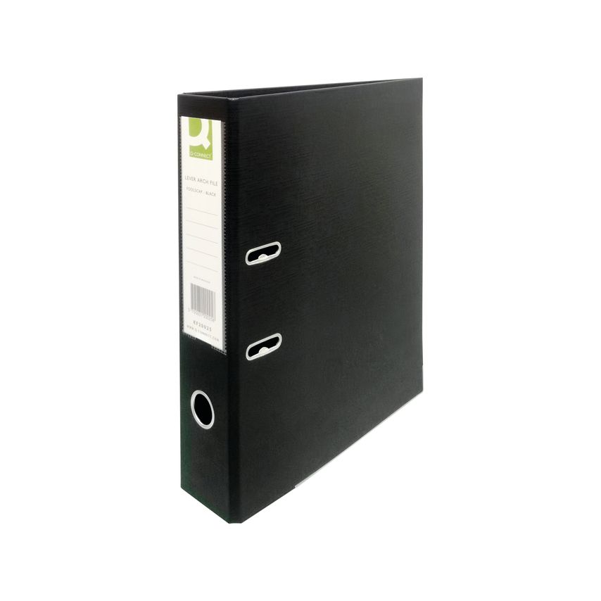 70mm Lever Arch File Polypropylene Foolscap Black (Pack of 10) - KF20025