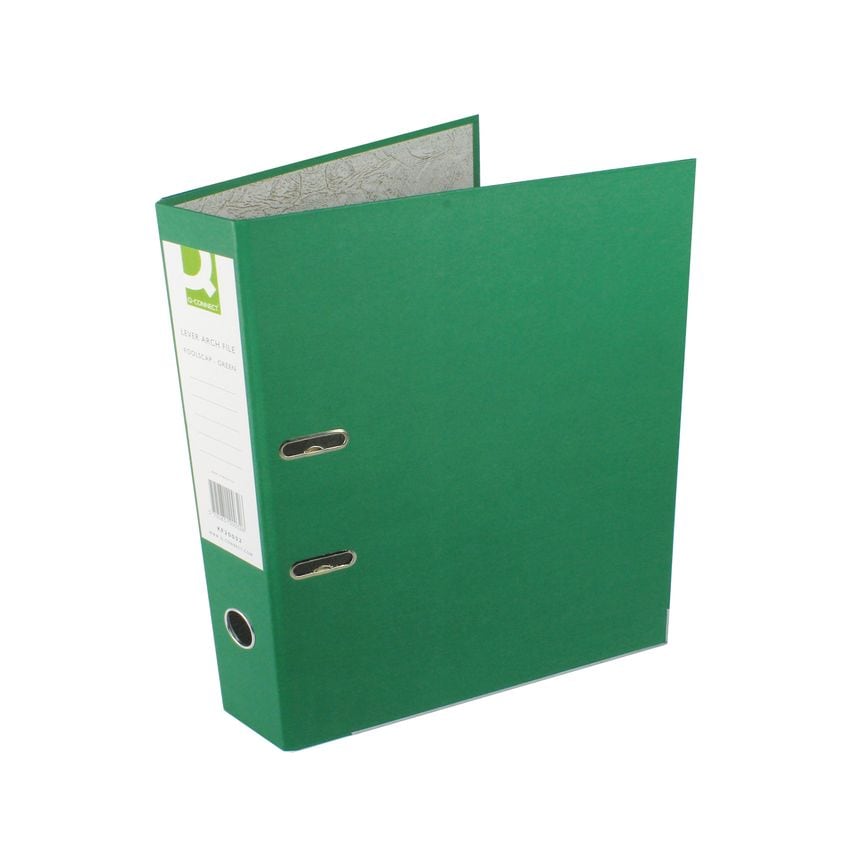 Q-Connect Lever Arch File Paperbacked Foolscap Green (Pack of 10) - KF20032