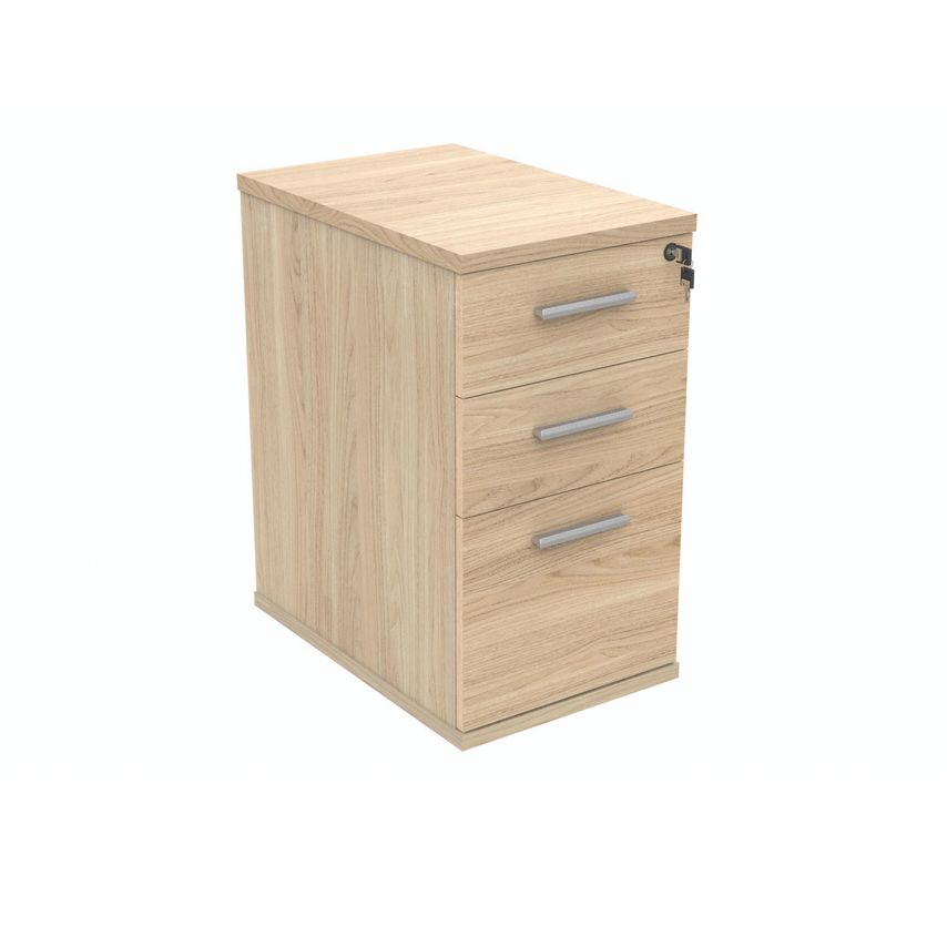 Polaris 3 Drawer Desk High Pedestal 404x600x730mm Canadian Oak - KF77875