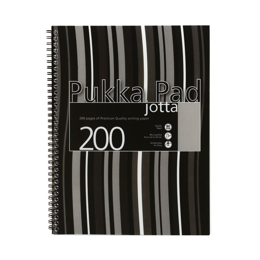 Pukka Pad Stripes Polypropylene Wirebound Jotta Notebook 200 Pages A4 Black (Pac