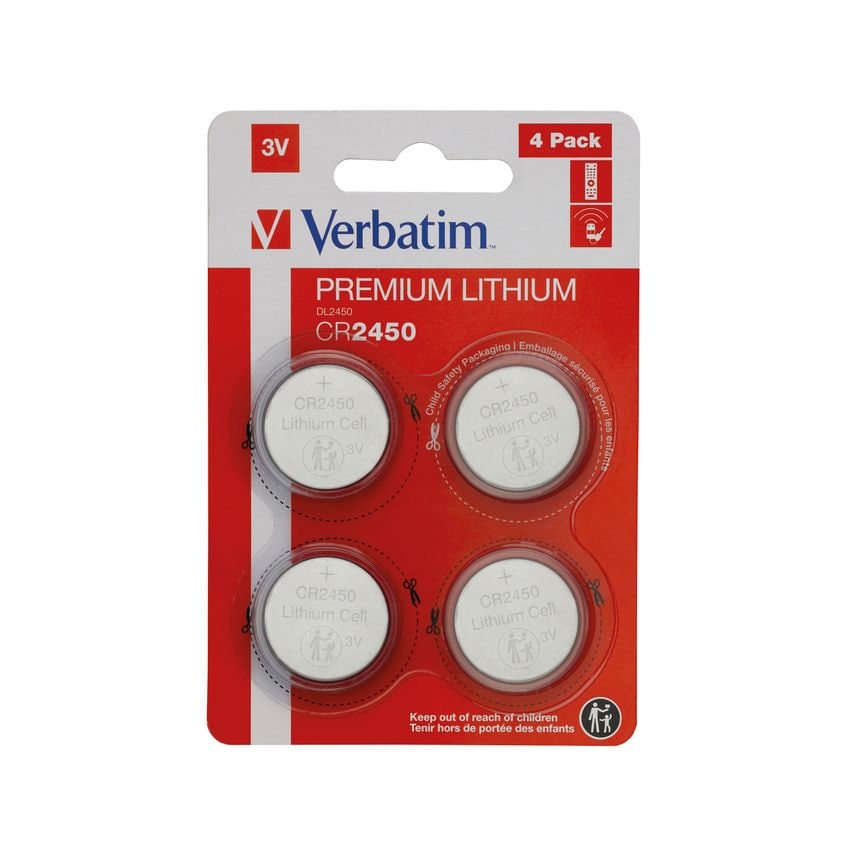 CR2450 3V Premium Lithium Battery (Pack of 4) - 49535