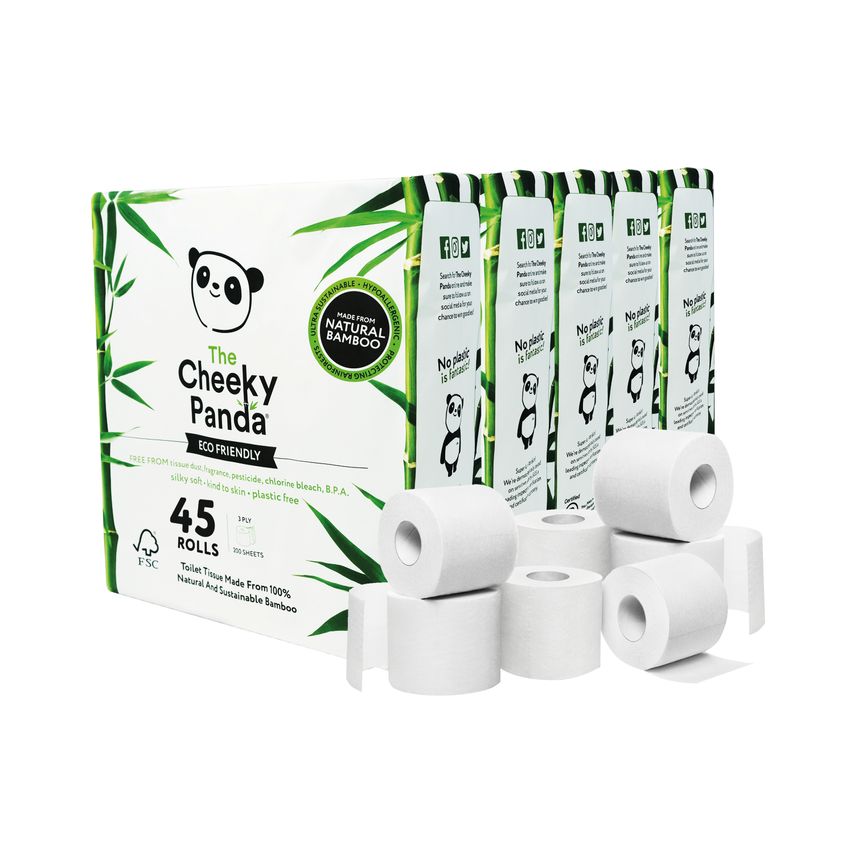Cheeky Panda 3-Ply Toilet Tissue 5x 9 Rolls (Pack of 45) - PFTOILT9X5