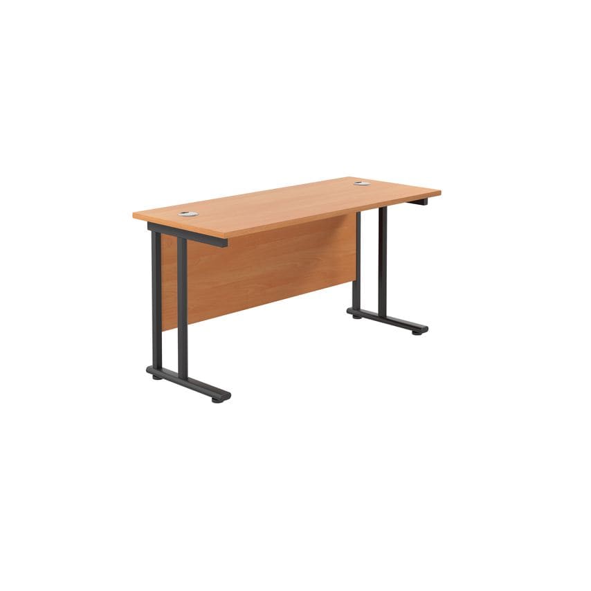 Jemini Rectangular Double Upright Cantilever Desk 1200x600x730mm Beech/Black - K