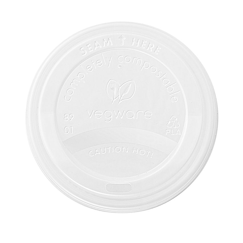 Vegware Hot Cup Lid 12oz 89-series White (Pack of 1000) - VLID89S