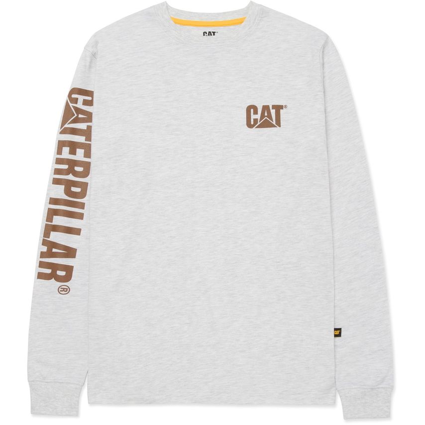 Caterpillar Trademark Banner Long Sleeve T-Shirt Cream Heather M - Male
