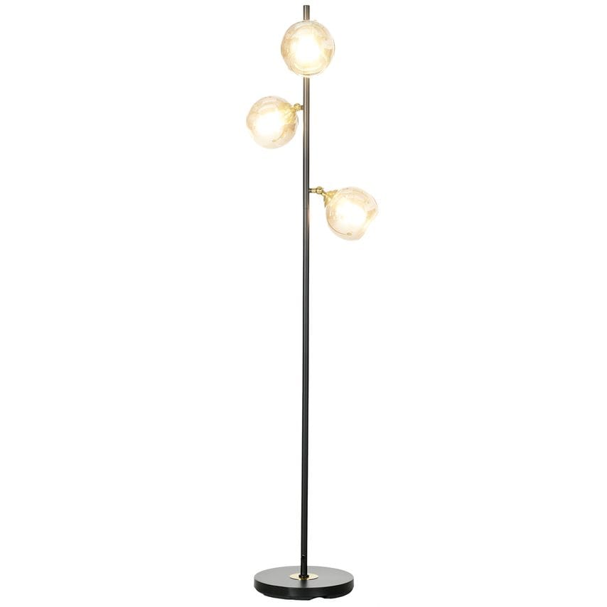 HOMCOM Modern Tree Floor Lamp for Living Room Bedroom 3 Light Stand Up Lamp Grey