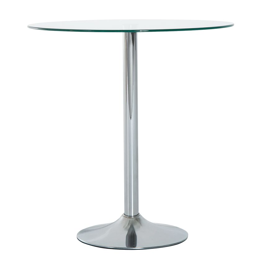 Metal Round Dining Table Bistro Pub Counter with Tempered Glass Top Home D COR