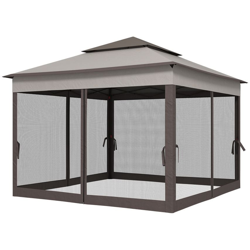 3 X 3m Garden Metal Gazebo Party Canopy Tent Shelter with Net Curtain