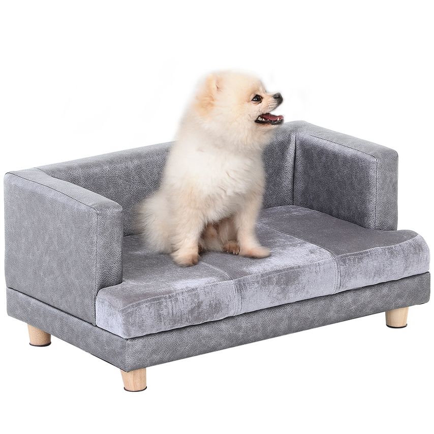 Dog Sofa Pet Lounge Bed with Anti-Slip Legs for Small-Sized Dogs - Grey