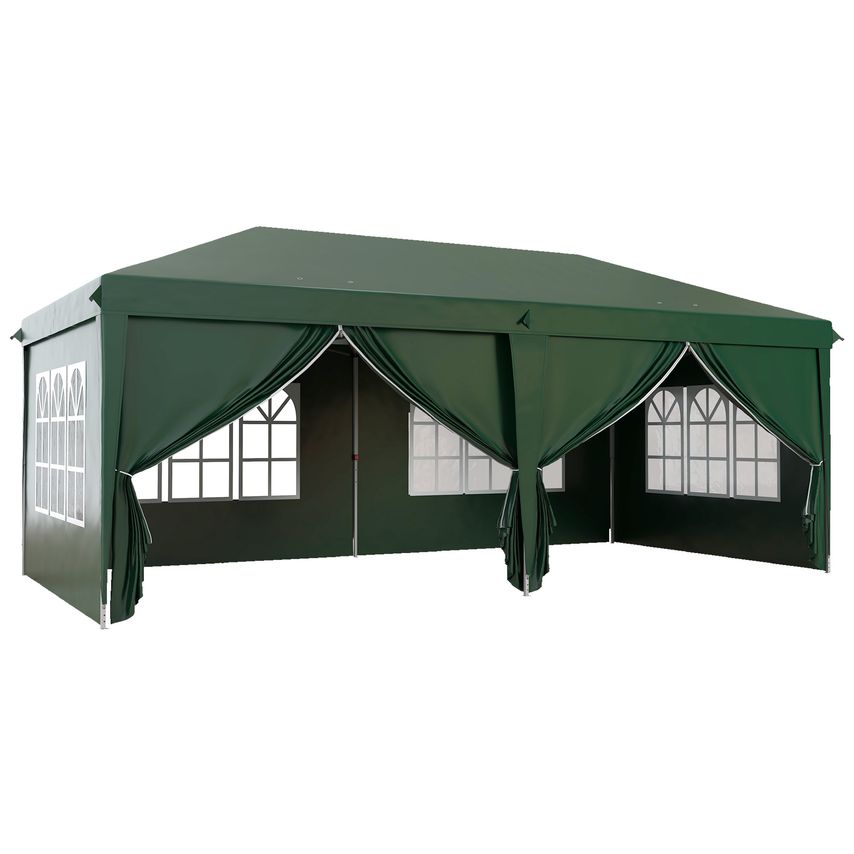 3 x 6m Garden Heavy Duty Gazebo Marquee Party Tent Canopy with Bag Green