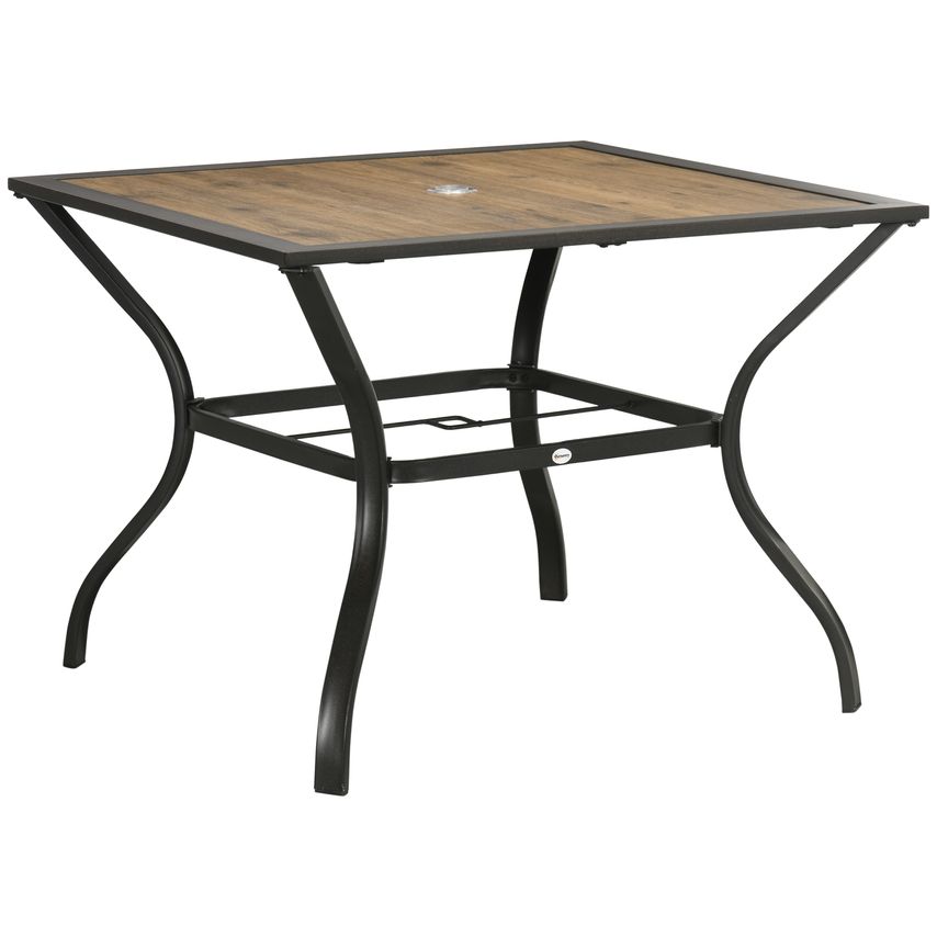 Outsunny Garden Table with Parasol Hole with  Piece Board Tabletop for 4 for Pat