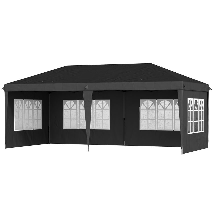 Outsunny 3 x 6m Heavy Duty Gazebo Marquee Party Tent with Storage Bag Black