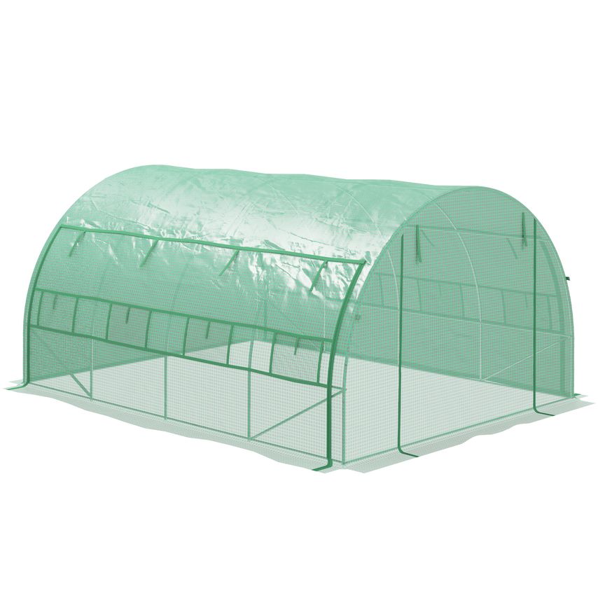 Outsunny 4x3x2m Polytunnel Greenhouse Pollytunnel Tent with Steel Frame Green