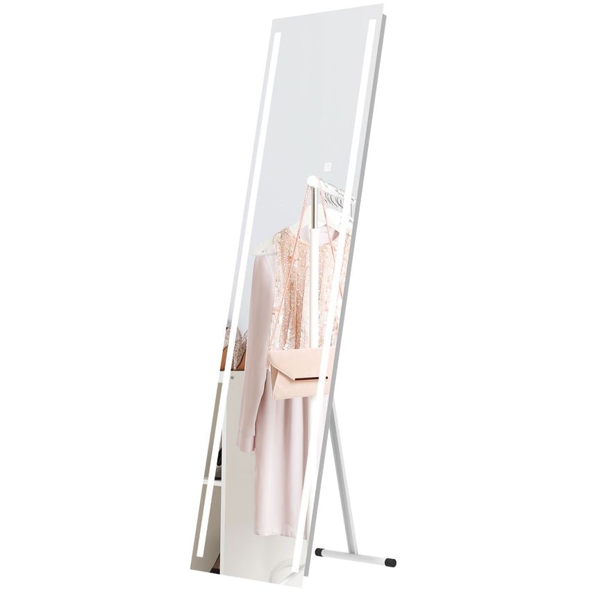 Full Length Mirror with LED Light 150x40cm Wall Mounted Hanging Mirror White 831-720V70WT