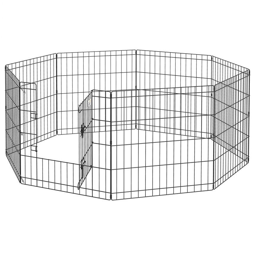 24" Pet Dog Playpen Puppy Cage Eight-Panel Metal Fence Run Garden