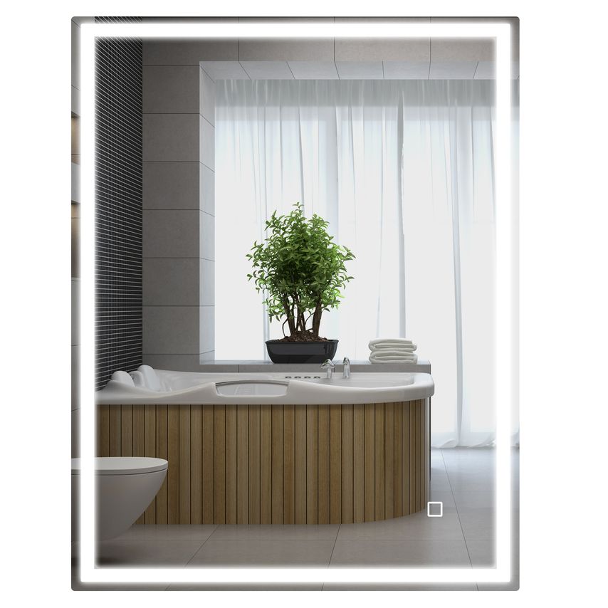 90 x 70cm LED Bathroom Mirror with LED Lights Dimmable Touch Switch Defogging