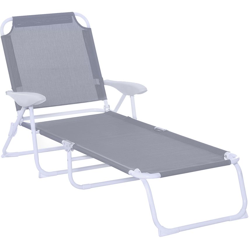 Outsunny Folding Sun Beach Lounger Garden Reclining Lounge Chair with 4-Level Ba