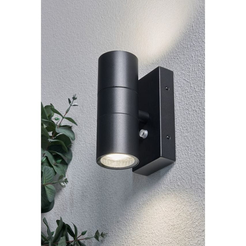 Forum Lighting LETO Photocell 2 Light Outdoor Up Down Wall Lamp Anthracite IP65