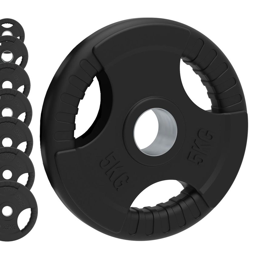 MonsterShop Olympic Tri-Grip Rubber Weight Plates - Black Pairs & Sets 25 kg Pai