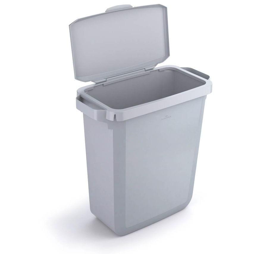 Durable Durabin Plastic Waste Recycling Bin 60L Grey & Grey Hinged Lid & Black A