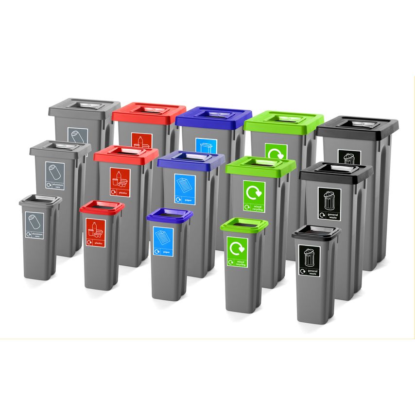 Plafour 20L Recycling Bin Grey Base & Lime Lid