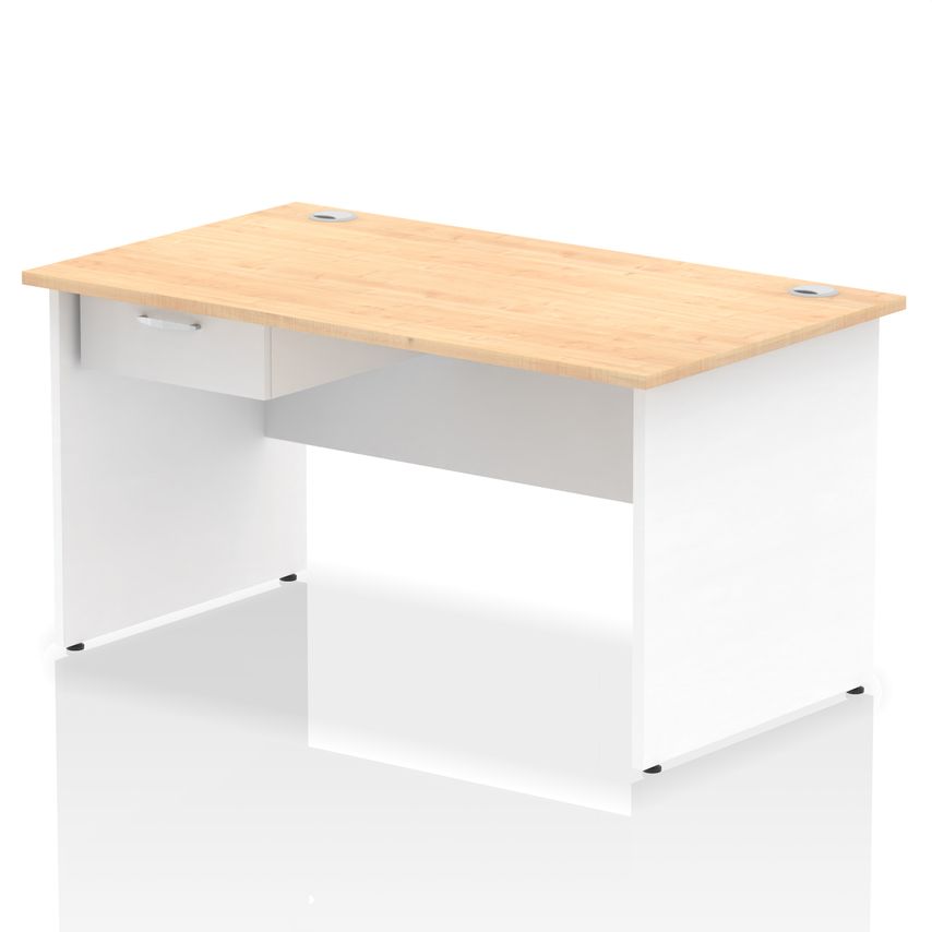 Shop Impulse 1400 x 800mm Straight Office Desk Maple Top Furniture