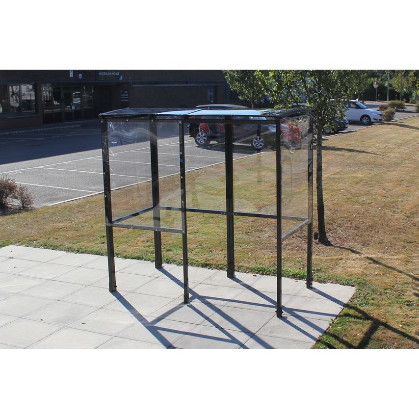 NoButts Curved 4 Sided Smoking Shelter Black 2.1m x 1.1m