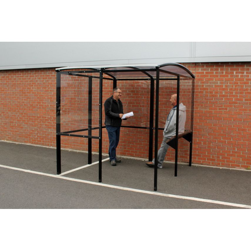 NoButts Horton Open Fronted Smoking Shelter with Integrated Seating Clear Roof B