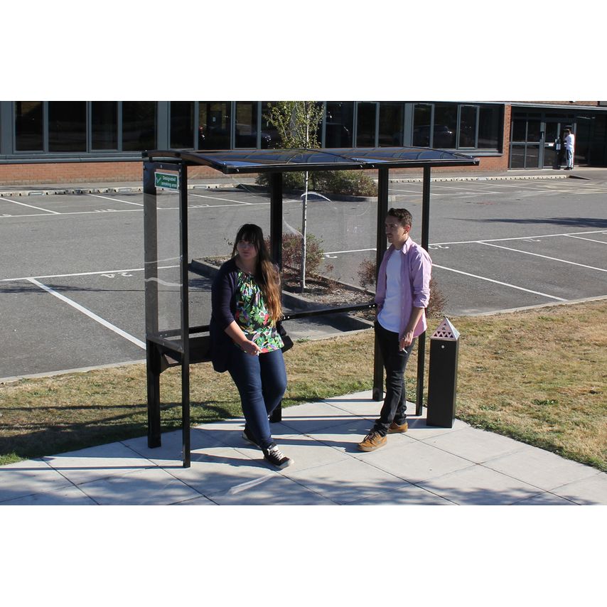 NoButts Curved OpenFront Smoking Shelter Silver 3.1m x 2.1m