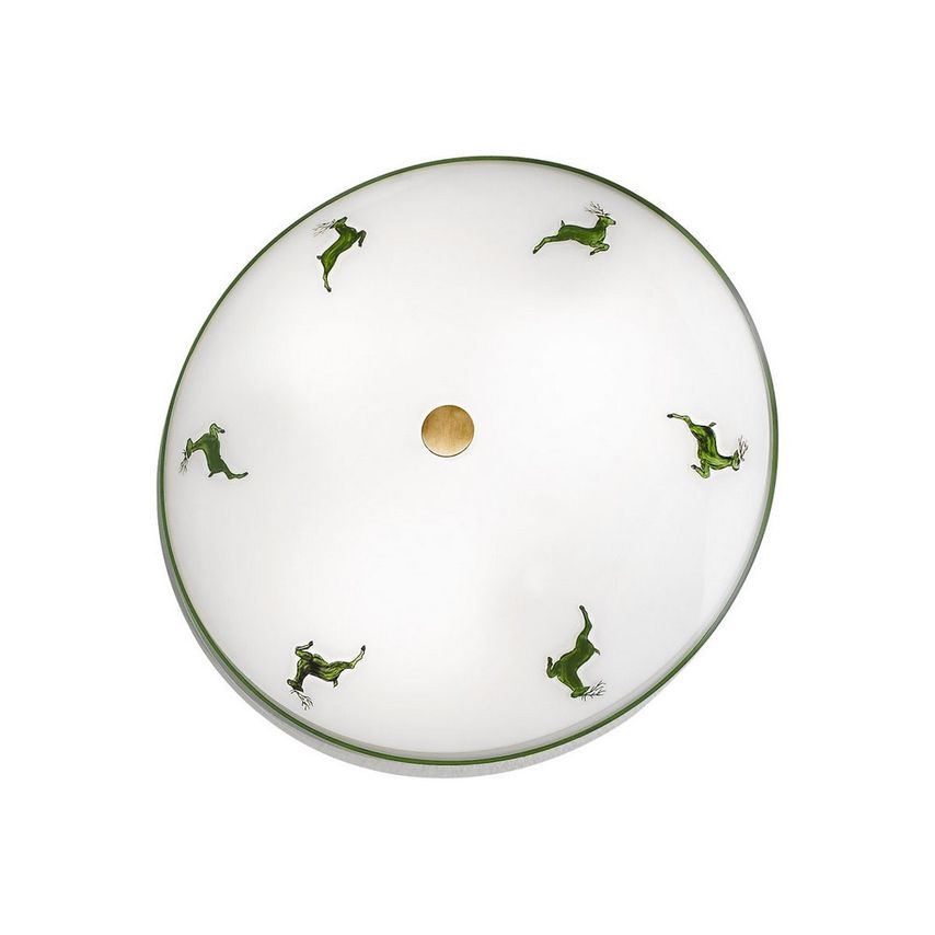 Netlighting Nonna Cottage Style Glass Patterned Flush Ceiling Lamp - Antique Bra