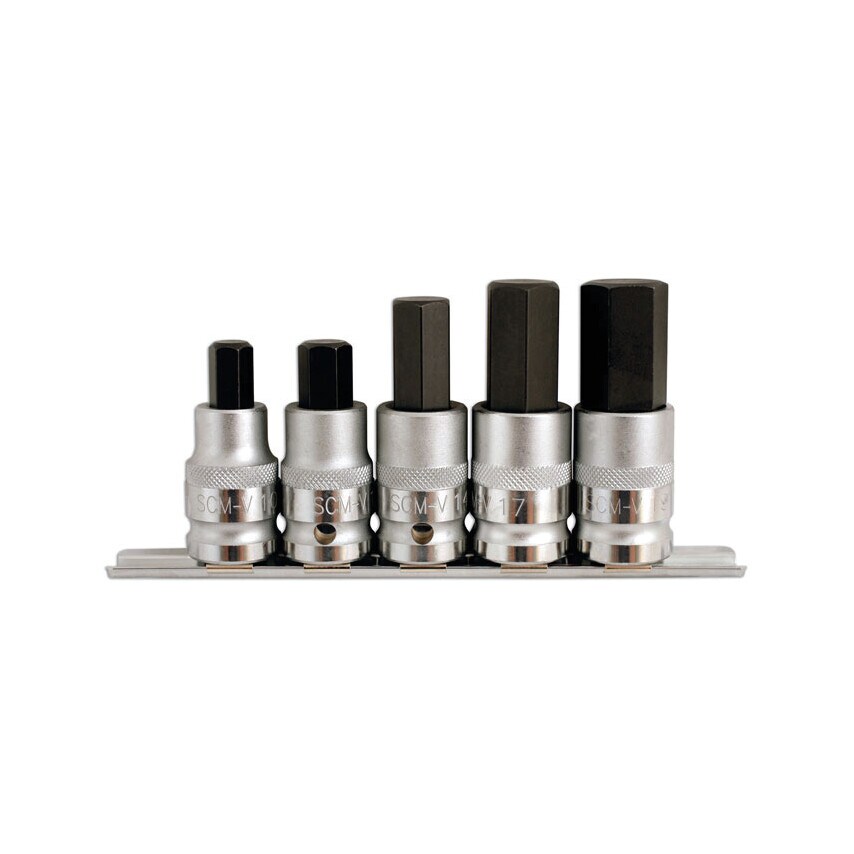 Laser Tools Hex Socket Bit Set 1/2"D 5 Piece