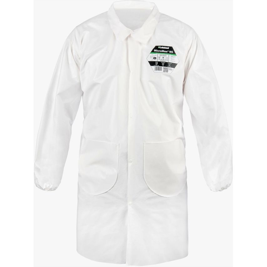 Lakeland Industries White Micromax NS Labcoat Stud Fastening 2XL Type 5/6