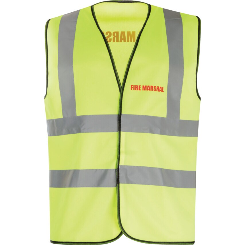 Halo Hi-Vis Vest Yellow (M) C/w Fire Marshal Red Text Front & Back